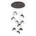 Brooklyn 9-Light Double Shade Pendant in Dark Smoke with White Accent - 131105-SKT-STND-07-02-GG0711 by Hubbardton Forge