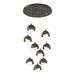 Brooklyn 9-Light Double Shade Pendant in Dark Smoke with Bronze Accent - 131105-SKT-STND-07-05-GG0711 by Hubbardton Forge