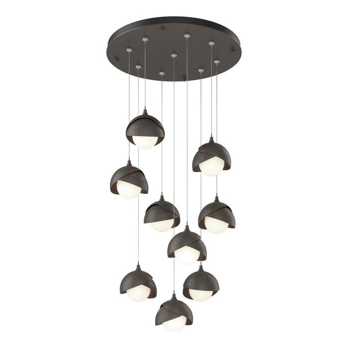 Brooklyn 9-Light Double Shade Pendant in Dark Smoke with Dark Smoke Accent - 131105-SKT-STND-07-07-GG0711 by Hubbardton Forge