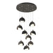 Brooklyn 9-Light Double Shade Pendant in Dark Smoke with Black Accent - 131105-SKT-STND-07-10-GG0711 by Hubbardton Forge