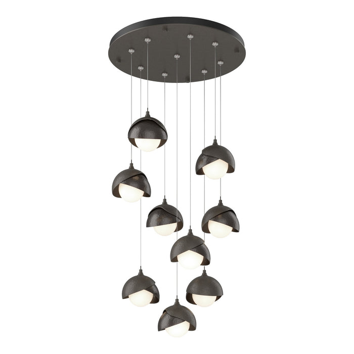 Brooklyn 9-Light Double Shade Pendant in Dark Smoke with Oil Rubbed Bronze Accent - 131105-SKT-STND-07-14-GG0711 by Hubbardton Forge