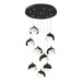 Brooklyn 9-Light Double Shade Pendant in Black with White Accent - 131105-SKT-STND-10-02-GG0711 by Hubbardton Forge