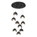 Brooklyn 9-Light Double Shade Pendant in Black with Bronze Accent - 131105-SKT-STND-10-05-GG0711 by Hubbardton Forge