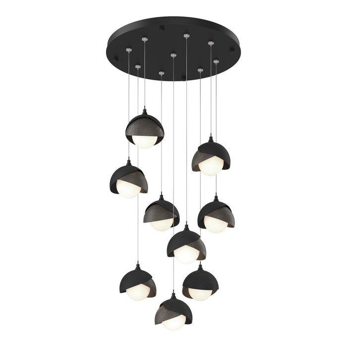 Brooklyn 9-Light Double Shade Pendant in Black with Dark Smoke Accent - 131105-SKT-STND-10-07-GG0711 by Hubbardton Forge