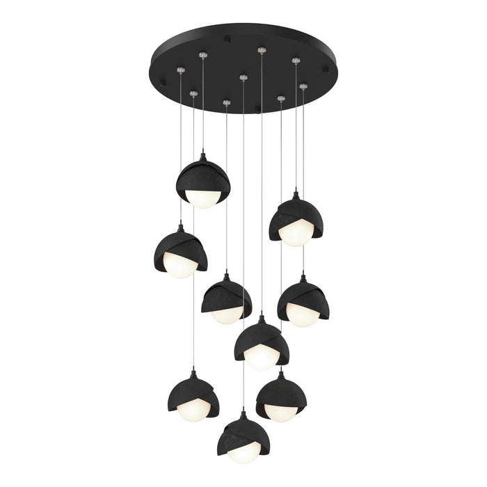 Brooklyn 9-Light Double Shade Pendant in Black with Black Accent - 131105-SKT-STND-10-10-GG0711 by Hubbardton Forge