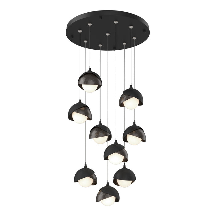 Brooklyn 9-Light Double Shade Pendant in Black with Oil Rubbed Bronze Accent - 131105-SKT-STND-10-14-GG0711 by Hubbardton Forge