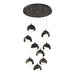 Brooklyn 9-Light Double Shade Pendant in Oil Rubbed Bronze with Black Accent - 131105-SKT-STND-14-10-GG0711 by Hubbardton Forge