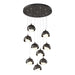 Brooklyn 9-Light Double Shade Pendant in Oil Rubbed Bronze with Oil Rubbed Bronze Accent - 131105-SKT-STND-14-14-GG0711 by Hubbardton Forge