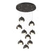 Brooklyn 9-Light Double Shade Pendant in Oil Rubbed Bronze with Natural Iron Accent - 131105-SKT-STND-14-20-GG0711 by Hubbardton Forge