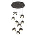 Brooklyn 9-Light Double Shade Pendant in Oil Rubbed Bronze with Sterling Accent - 131105-SKT-STND-14-85-GG0711 by Hubbardton Forge