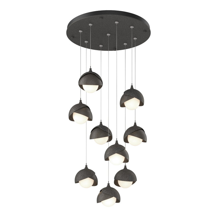 Brooklyn 9-Light Double Shade Pendant in Natural Iron with Dark Smoke Accent - 131105-SKT-STND-20-07-GG0711 by Hubbardton Forge