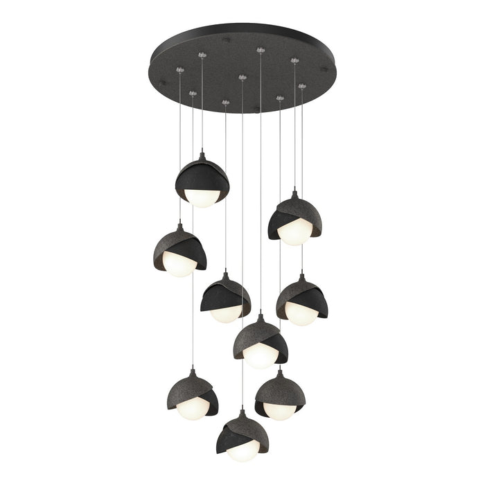 Brooklyn 9-Light Double Shade Pendant in Natural Iron with Black Accent - 131105-SKT-STND-20-10-GG0711 by Hubbardton Forge