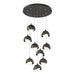 Brooklyn 9-Light Double Shade Pendant in Natural Iron with Oil Rubbed Bronze Accent - 131105-SKT-STND-20-14-GG0711 by Hubbardton Forge