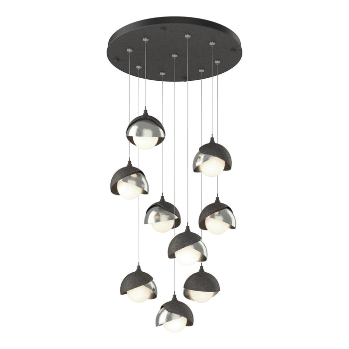 Brooklyn 9-Light Double Shade Pendant in Natural Iron with Sterling Accent - 131105-SKT-STND-20-85-GG0711 by Hubbardton Forge