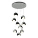 Brooklyn 9-Light Double Shade Pendant in Vintage Platinum with Black Accent - 131105-SKT-STND-82-10-GG0711 by Hubbardton Forge