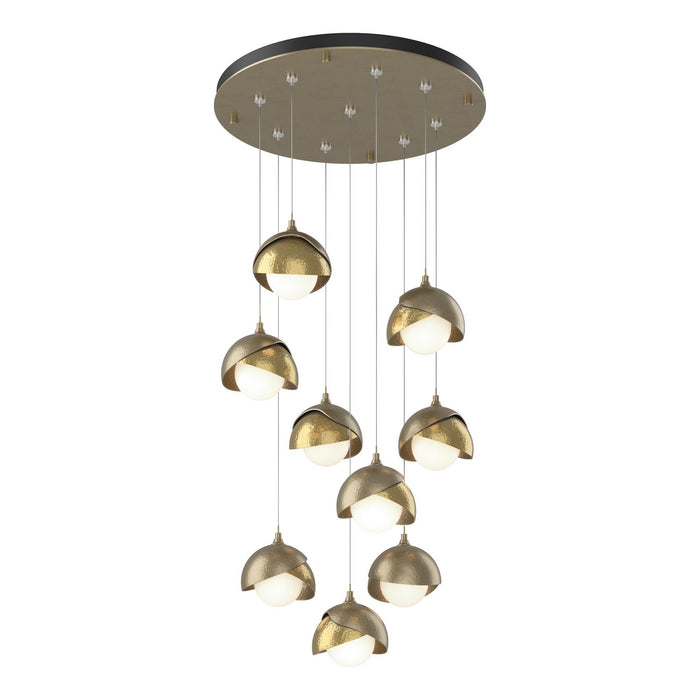 Brooklyn 9-Light Double Shade Pendant in Soft Gold with Modern Brass Accent - 131105-SKT-STND-84-86-GG0711 by Hubbardton Forge