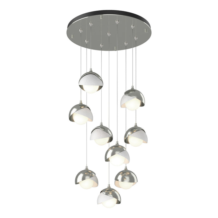 Brooklyn 9-Light Double Shade Pendant in Sterling with White Accent - 131105-SKT-STND-85-02-GG0711 by Hubbardton Forge