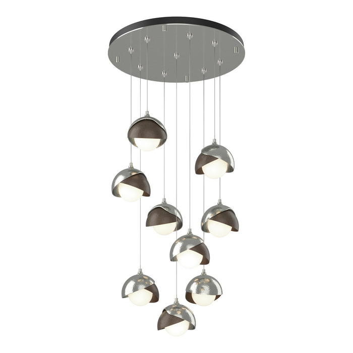 Brooklyn 9-Light Double Shade Pendant in Sterling with Bronze Accent - 131105-SKT-STND-85-05-GG0711 by Hubbardton Forge