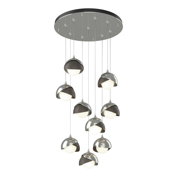 Brooklyn 9-Light Double Shade Pendant in Sterling with Dark Smoke Accent - 131105-SKT-STND-85-07-GG0711 by Hubbardton Forge