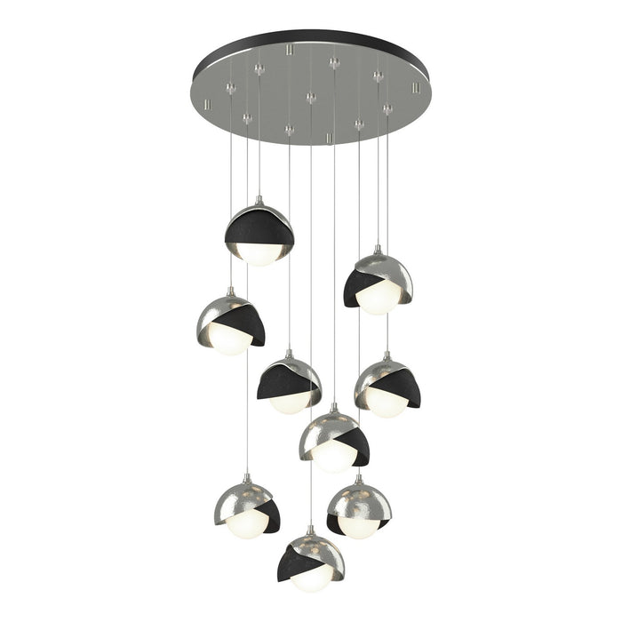 Brooklyn 9-Light Double Shade Pendant in Sterling with Black Accent - 131105-SKT-STND-85-10-GG0711 by Hubbardton Forge