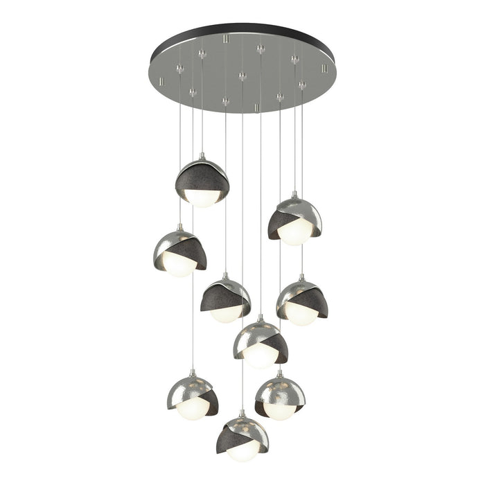 Brooklyn 9-Light Double Shade Pendant in Sterling with Natural Iron Accent - 131105-SKT-STND-85-20-GG0711 by Hubbardton Forge