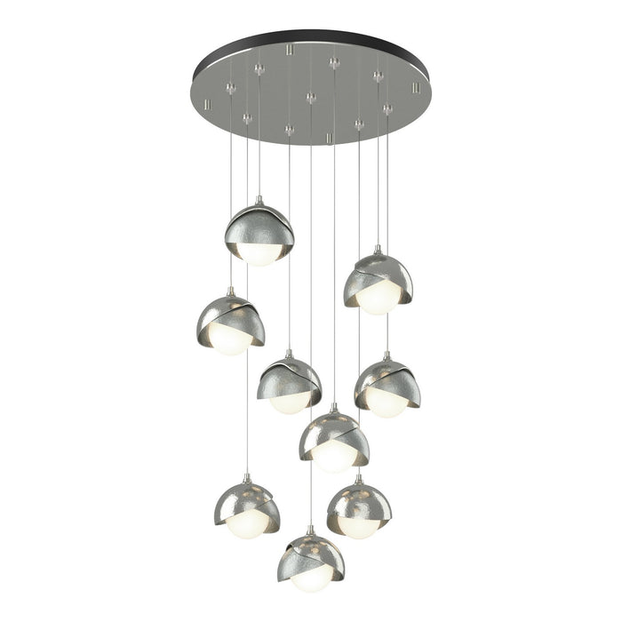 Brooklyn 9-Light Double Shade Pendant in Sterling with Vintage Platinum Accent - 131105-SKT-STND-85-82-GG0711 by Hubbardton Forge