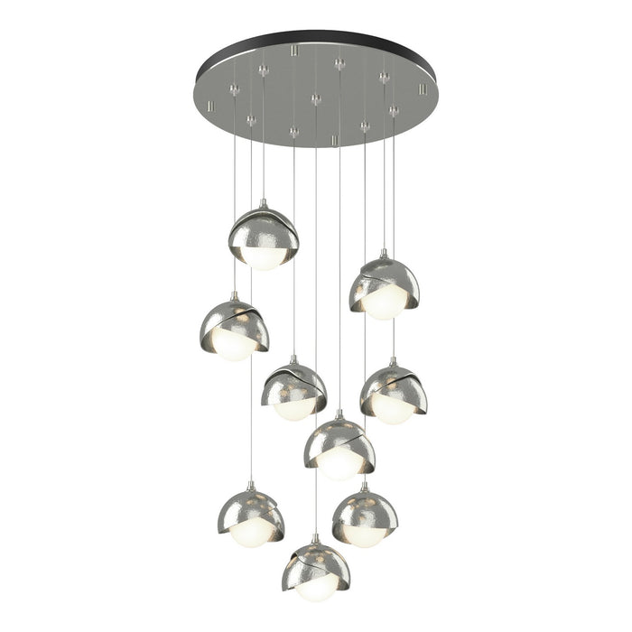 Brooklyn 9-Light Double Shade Pendant in Sterling with Sterling Accent - 131105-SKT-STND-85-85-GG0711 by Hubbardton Forge