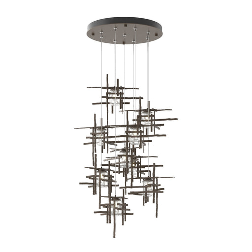 Tura 9-Light Seeded Glass Pendant in Bronze - 131107-SKT-STND-05-II0728 by Hubbardton Forge