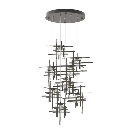 Tura 9-Light Seeded Glass Pendant in Dark Smoke - 131107-SKT-STND-07-II0728 by Hubbardton Forge