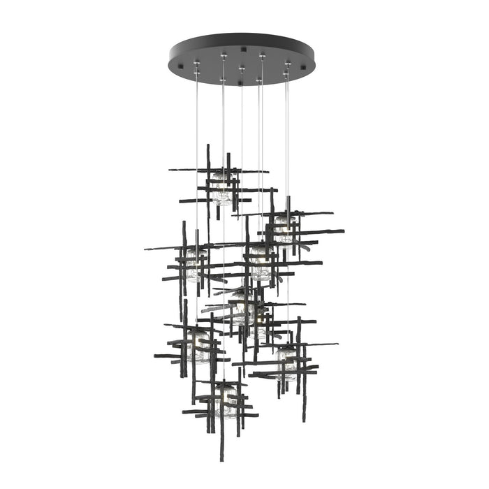 Tura 9-Light Seeded Glass Pendant in Black - 131107-SKT-STND-10-II0728 by Hubbardton Forge