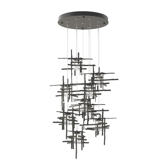 Tura 9-Light Seeded Glass Pendant in Natural Iron - 131107-SKT-STND-20-II0728 by Hubbardton Forge