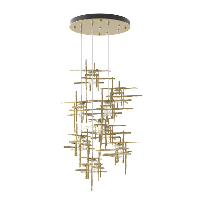 Tura 9-Light Seeded Glass Pendant in Modern Brass - 131107-SKT-STND-86-II0728 by Hubbardton Forge