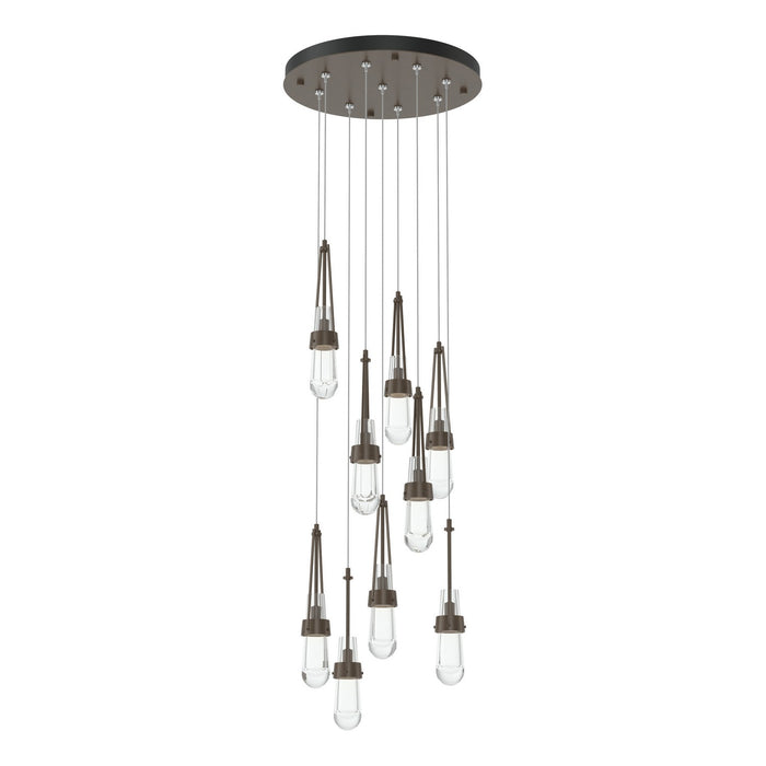 Link 9-Light Clear Glass Pendant in Bronze - 131108-SKT-STND-05-ZM0434 by Hubbardton Forge