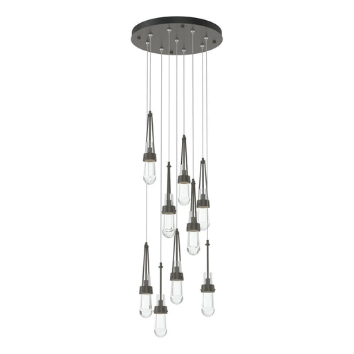 Link 9-Light Clear Glass Pendant in Dark Smoke - 131108-SKT-STND-07-ZM0434 by Hubbardton Forge