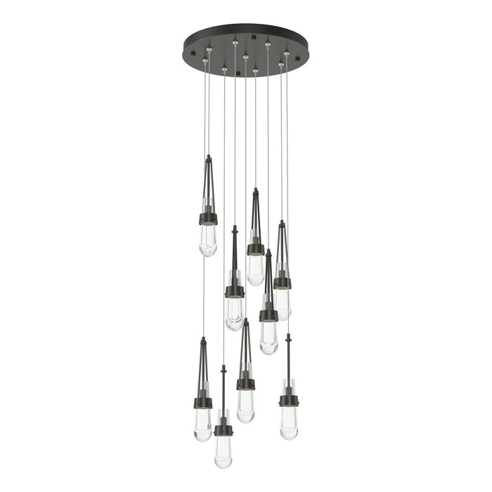 Link 9-Light Clear Glass Pendant in Oil Rubbed Bronze - 131108-SKT-STND-14-ZM0434 by Hubbardton Forge