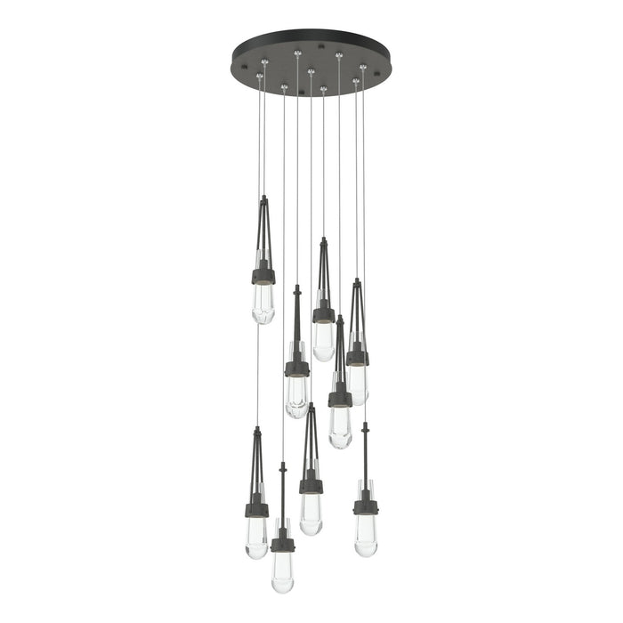 Link 9-Light Clear Glass Pendant in Natural Iron - 131108-SKT-STND-20-ZM0434 by Hubbardton Forge