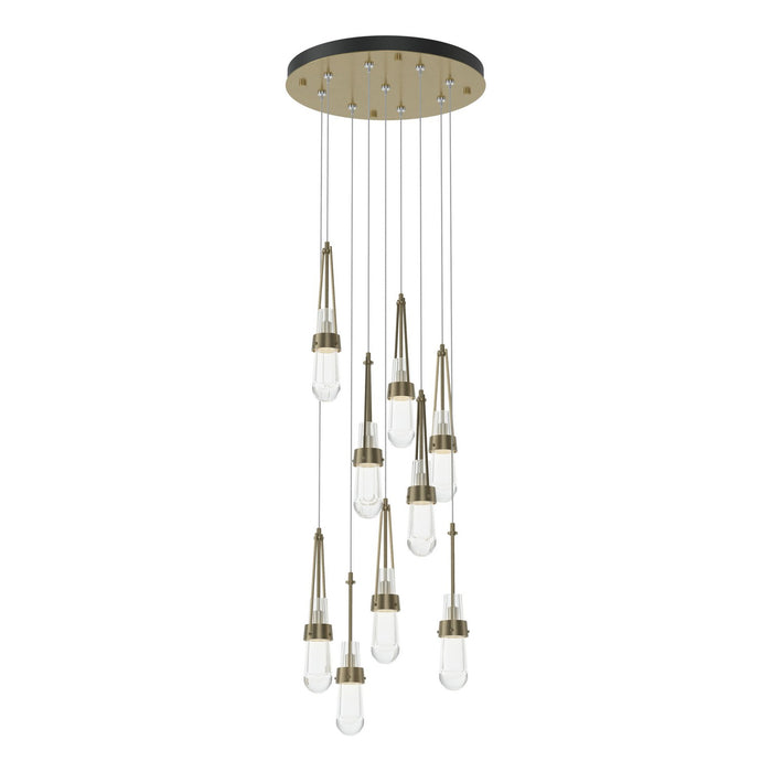 Link 9-Light Clear Glass Pendant in Soft Gold - 131108-SKT-STND-84-ZM0434 by Hubbardton Forge