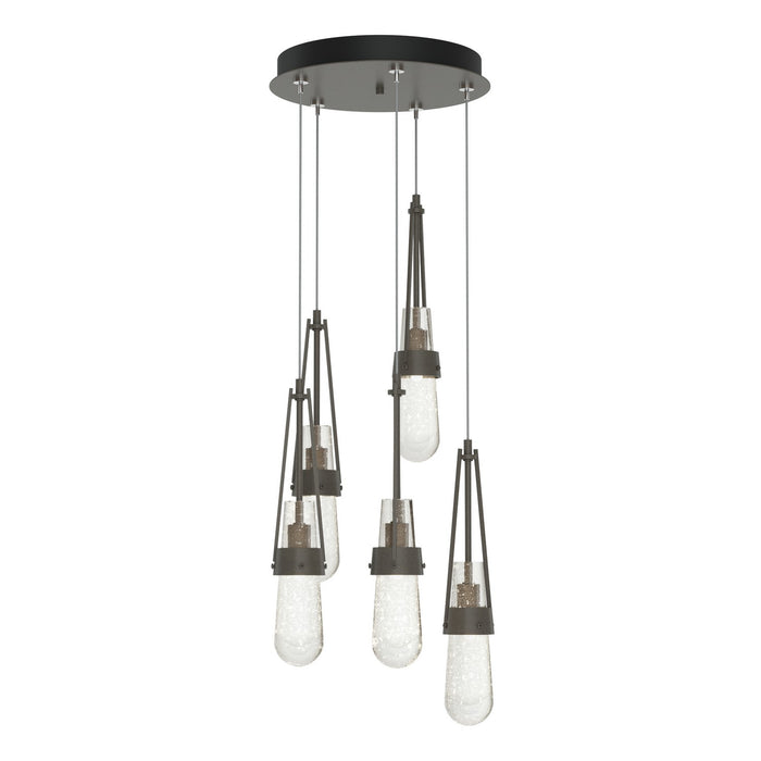 Link 5-Light Blown Glass Pendant in Dark Smoke - 131120-SKT-STND-07-YG0434 by Hubbardton Forge