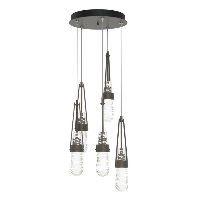 Link 5-Light Blown Glass Pendant in Dark Smoke - 131120-SKT-STND-07-YJ0434 by Hubbardton Forge