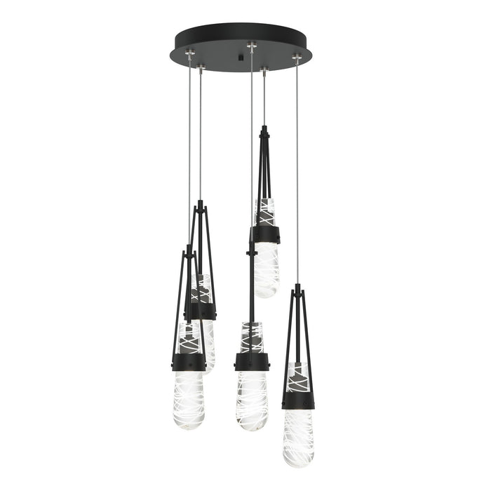 Link 5-Light Blown Glass Pendant in Black - 131120-SKT-STND-10-YJ0434 by Hubbardton Forge