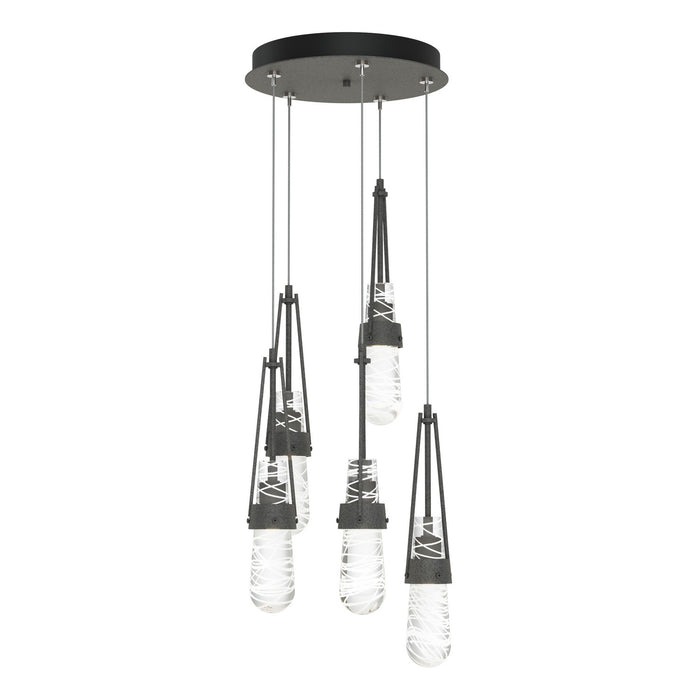 Link 5-Light Blown Glass Pendant in Natural Iron - 131120-SKT-STND-20-YJ0434 by Hubbardton Forge