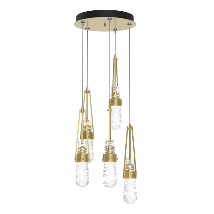 Link 5-Light Blown Glass Pendant in Modern Brass - 131120-SKT-STND-86-YJ0434 by Hubbardton Forge