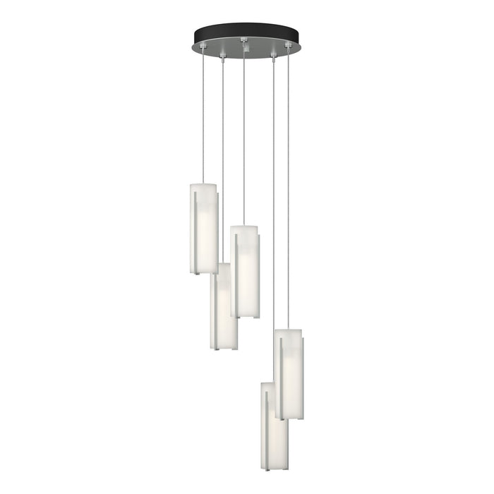 Exos Glass 5-Light Pendant in Vintage Platinum - 131124-SKT-STND-82-GG0065 by Hubbardton Forge