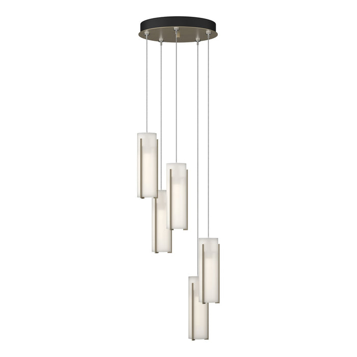 Exos Glass 5-Light Pendant in Soft Gold - 131124-SKT-STND-84-GG0065 by Hubbardton Forge