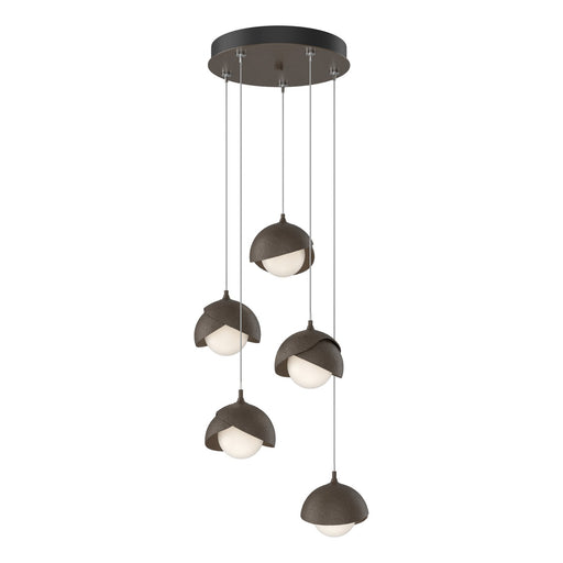 Brooklyn 5-Light Double Shade Pendant in Bronze with Bronze Accent - 131125-SKT-STND-05-05-GG0711 by Hubbardton Forge