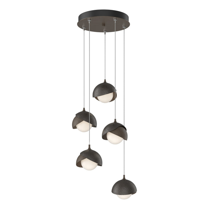 Brooklyn 5-Light Double Shade Pendant in Bronze with Oil Rubbed Bronze Accent - 131125-SKT-STND-05-14-GG0711 by Hubbardton Forge