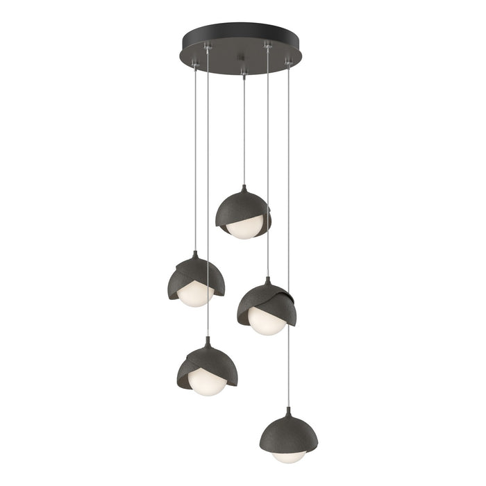 Brooklyn 5-Light Double Shade Pendant in Dark Smoke with Dark Smoke Accent - 131125-SKT-STND-07-07-GG0711 by Hubbardton Forge