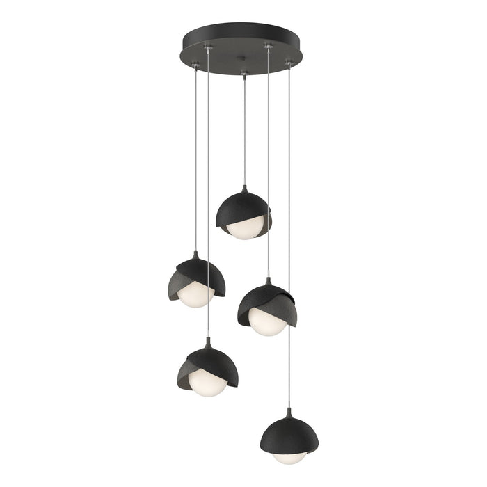 Brooklyn 5-Light Double Shade Pendant in Natural Iron with Black Accent - 131125-SKT-STND-20-10-GG0711 by Hubbardton Forge