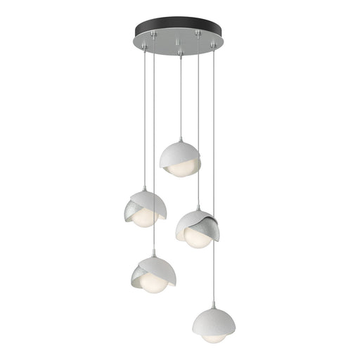 Brooklyn 5-Light Double Shade Pendant in Vintage Platinum with White Accent - 131125-SKT-STND-82-02-GG0711 by Hubbardton Forge