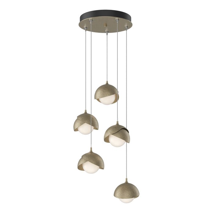 Brooklyn 5-Light Double Shade Pendant in Soft Gold with Soft Gold Accent - 131125-SKT-STND-84-84-GG0711 by Hubbardton Forge